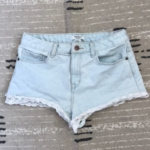 Forever 21 Laced Light Denim Shorts
